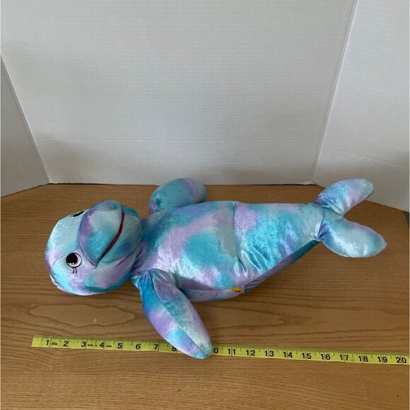 Build-A-Bear Workshop Dolphin Hand Puppet 19 Inch Pastel Blue Purple Plush Toy - Picture 6 of 6
